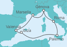 Itinerario del Crucero Joyas del Mediterráneo - MSC Cruceros